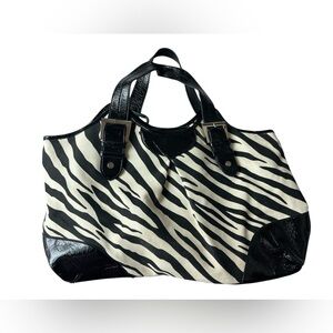 VINTAGE Y2K STEVE MADDEN ZEBRA TOTE PURSE